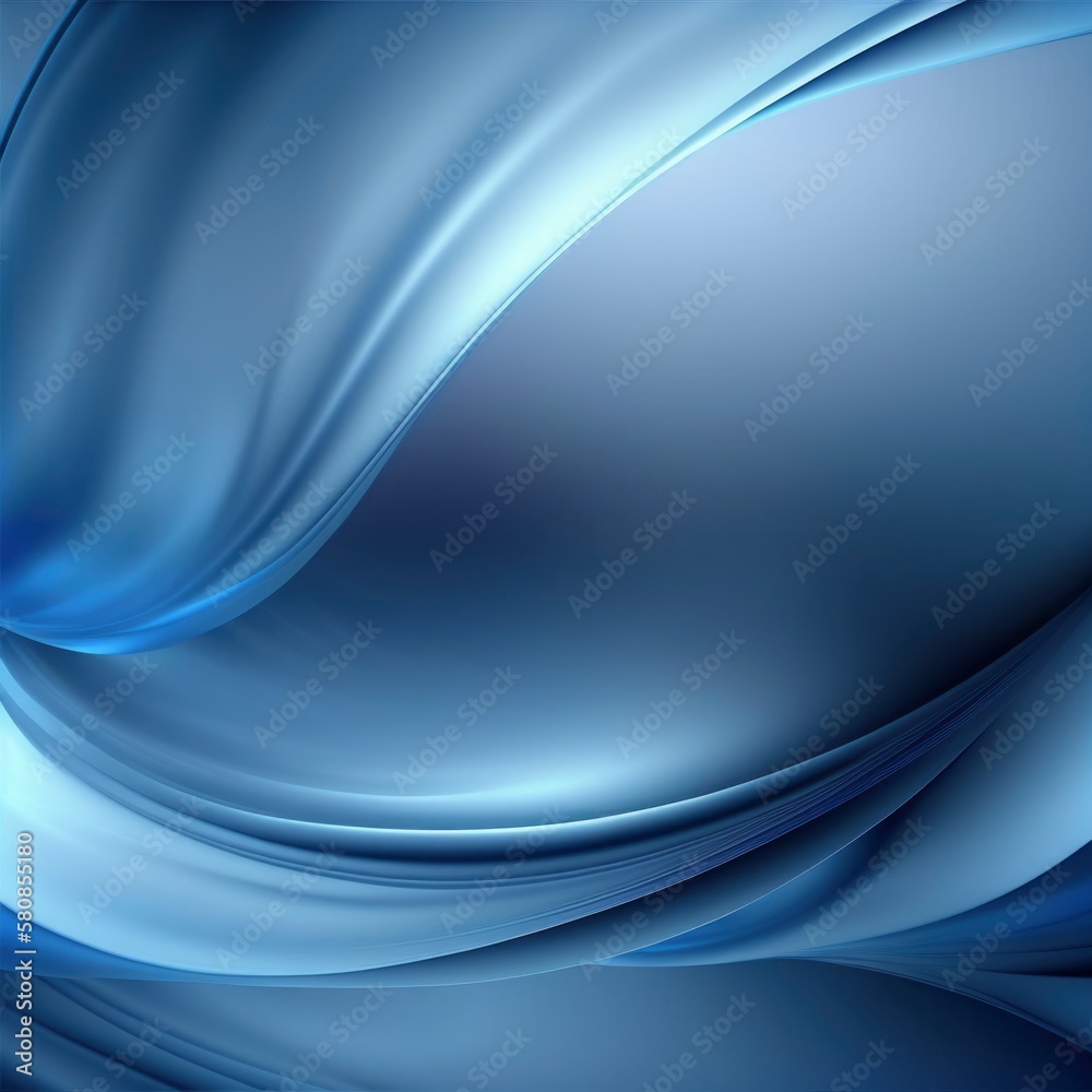Naklejka premium abstract blue wave background, trendy shine digital geometric round modern wallpaper, gradient soft transition, silver tones pearlescent, 3d render rays, generative ai