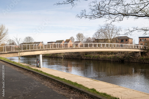  Salford, Manchester, uk, march 11, 2023 Peel Park Bridge, over salford's river mersey photo