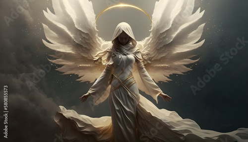 Fotografija magical angel  speading her wings -AI Generative