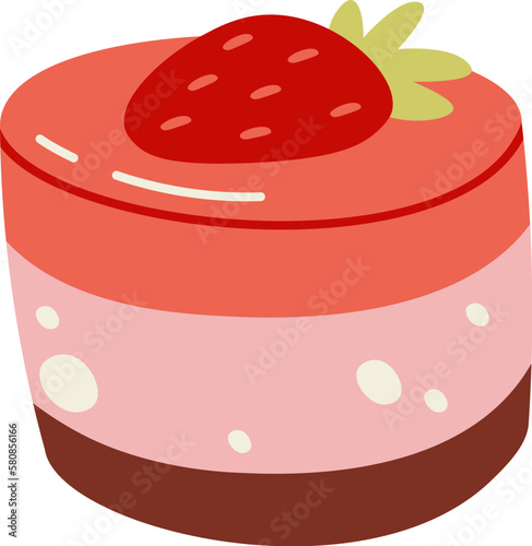 Dessert with strawberry jam flat illustration Sweets