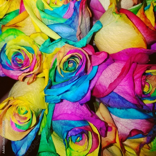 Beautiful multi-colored roses