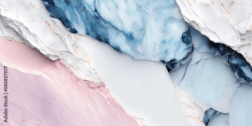 Naklejka premium Marble texture in blue and pink colors, Generative AI
