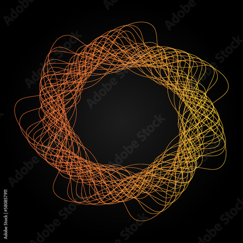 Abstract spirograph ornament with gradient on the black background.