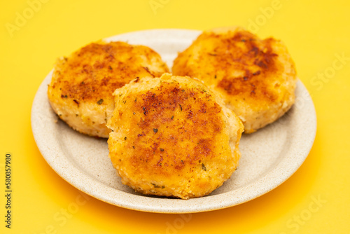 Fried cutlets from minced meat. Pan-fried meatballs.