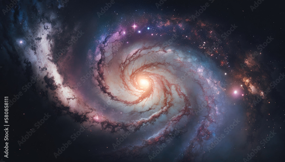 Purple spiral galaxy, Generative AI