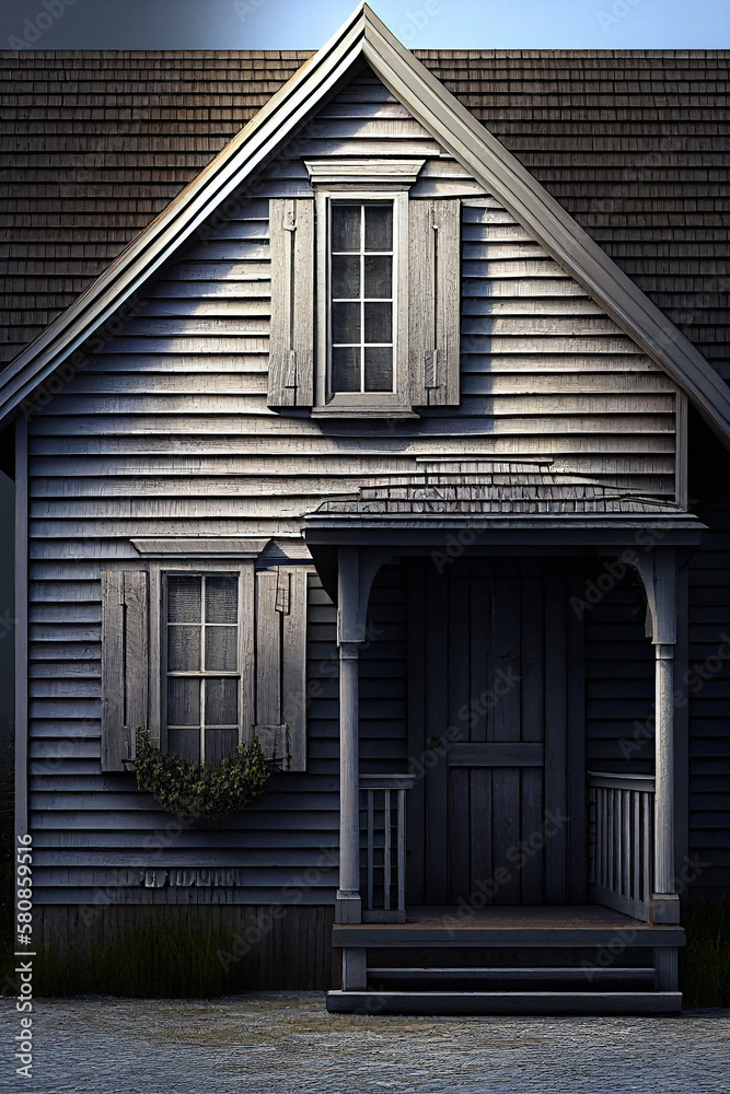 Faded Wood Shingle Farm House - Generative Ai Faded Wood Shingle Farm House - Generative Ai