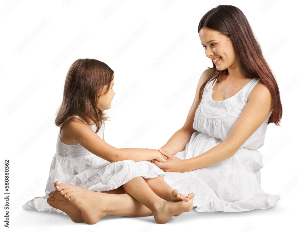 Healthy beauty mother and baby girl doing yoga Healthy beauty mother and baby girl doing yoga