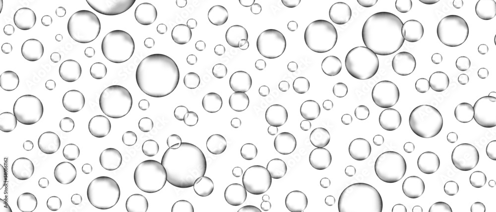 Water bubbles set isolated on white background. Air water bubbles for soda effect, transparent backdrop, icon design, champagne bubbles, texture and wallpaper. Water drops pattern, vector illustration Water bubbles set isolated on white background. Air water bubbles for soda effect, transparent backdrop, icon design, champagne bubbles, texture and wallpaper. Water drops pattern, vector illustration