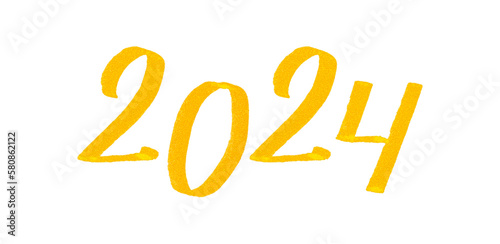 Golden number 2024 - Year 2024 isolated on white background