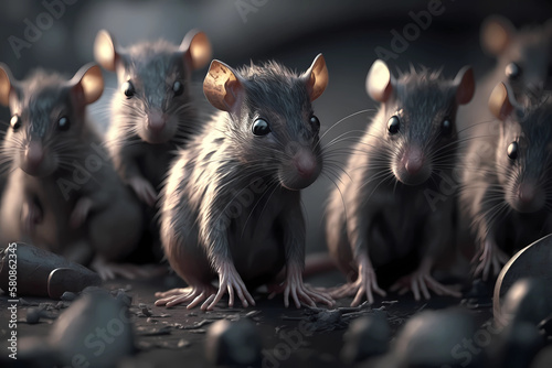 Group of Rats on the Hunt for Food (Generative AI) © Russell