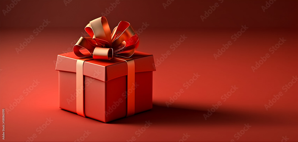 Red gift box on isolated background.Copy and text space.Created with generative ai Red gift box on isolated background.Copy and text space.Created with generative ai