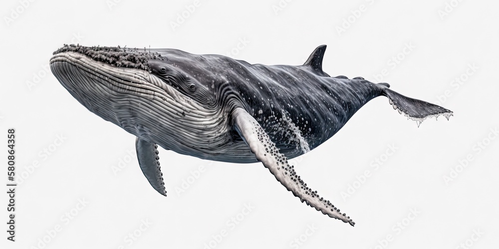 humpback whale on an isolated white background, generative ai Stock ...