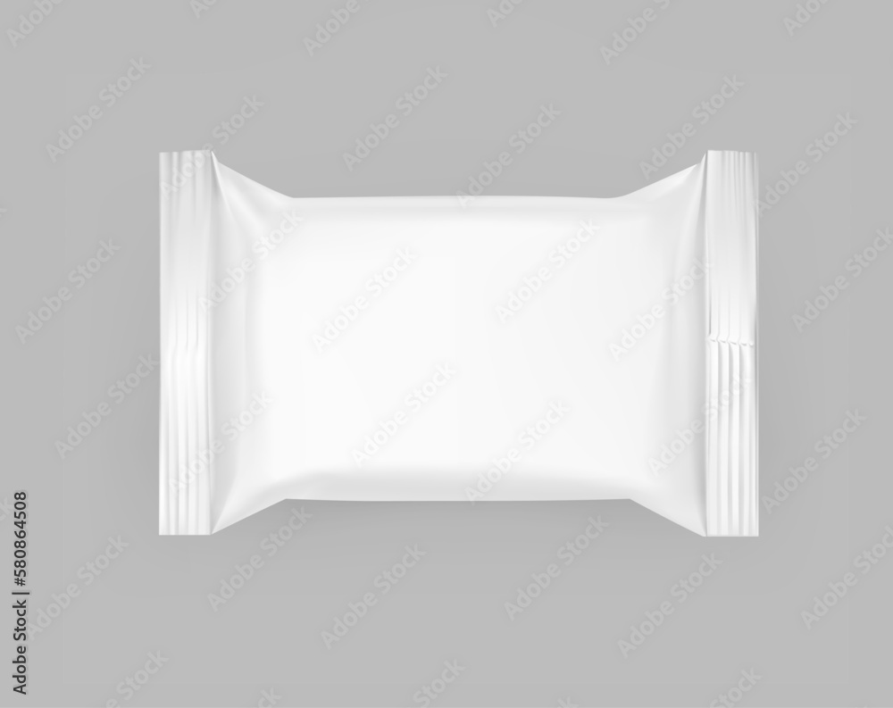 Blank flow packaging bag mockup. Vector illustration. Can be use for template your design, promo, adv. EPS10. Blank flow packaging bag mockup. Vector illustration. Can be use for template your design, promo, adv. EPS10.