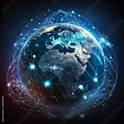 global connection concept   Generative AI technology