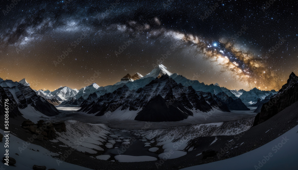 View of the Milky Way, mountains visible View of the Milky Way, mountains visible