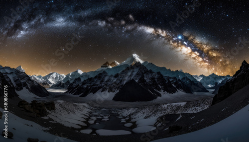 View of the Milky Way, mountains visible © Tetr1s