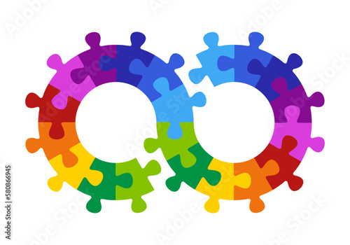 Infinity symbol colorful puzzle vector isolated on white background.