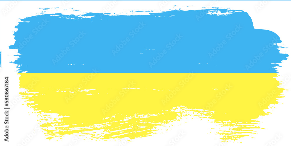 Obraz premium Ukraine flag brush paint vector illustration, Ukrainian blue and yellow flag, watercolor paintbrush