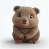 Adorable baby Wombat character isolated on white background. Generative AI