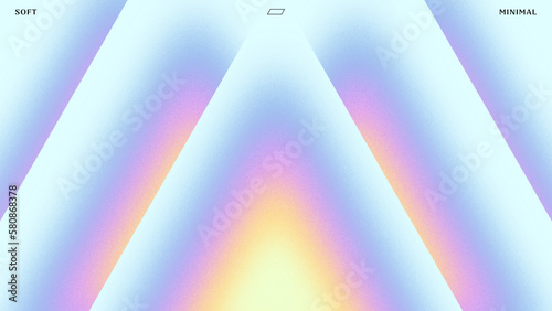 Prismatica Minimalist Fuzzy Triangle Gradient on Light Background with Grain Texture and Vibrant Pastel Blue Pink Violet Orange Yellow Colors Radiating Central Glow with Easy to Customize Swatches