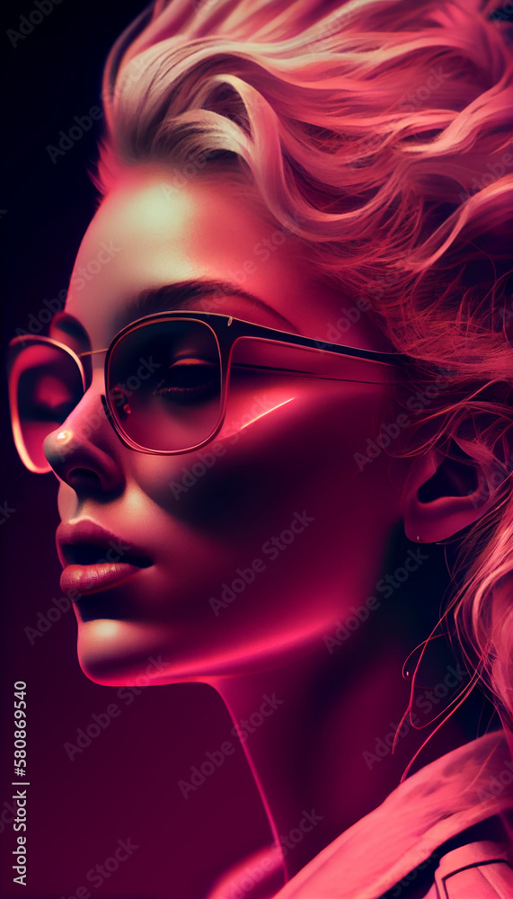 Beauty in sunglasses Fashion model Sensual portrait ,generative AI Beauty in sunglasses Fashion model Sensual portrait ,generative AI