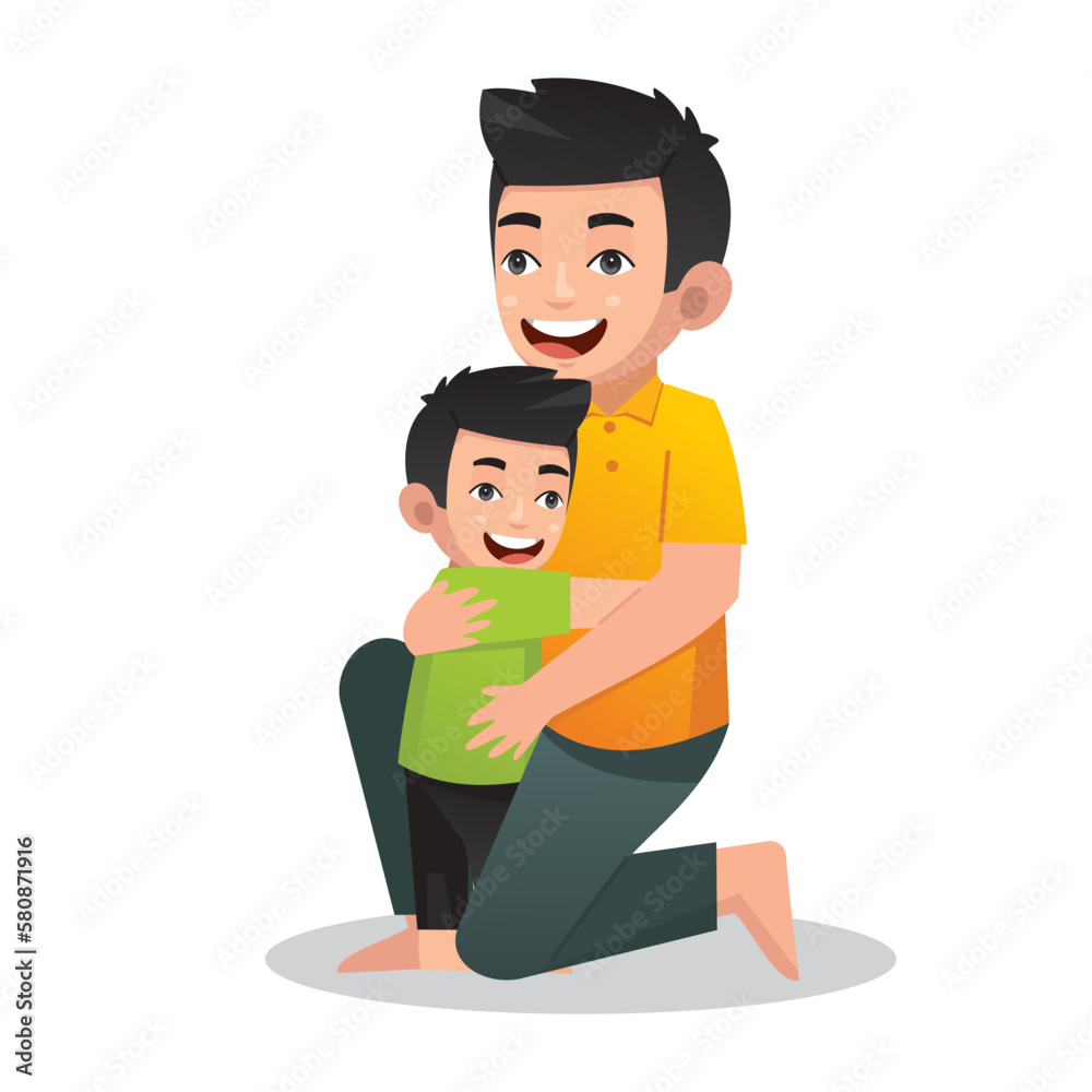 father and son hug