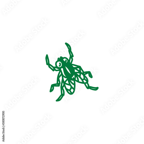 green fly doodle illustration vector