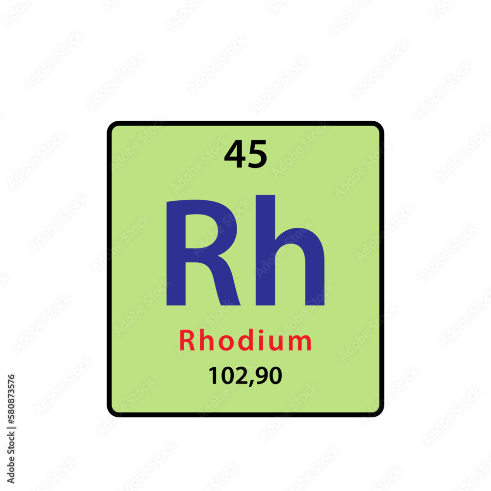 Rhodium element periodic table icon vector logo design