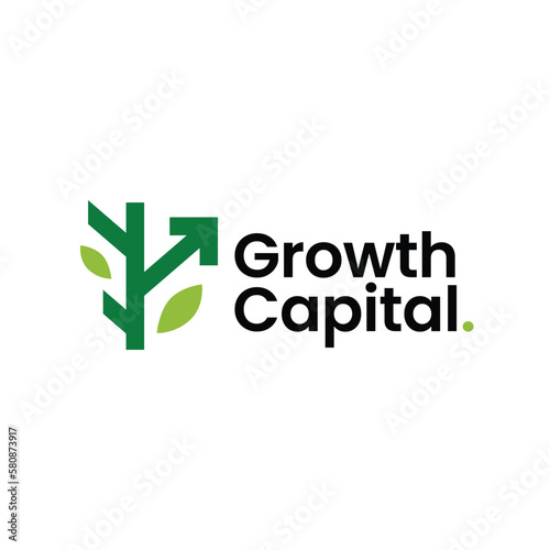 Growth Arrow Forward Tree Branch Leaf Logo Vector Icon Illustration