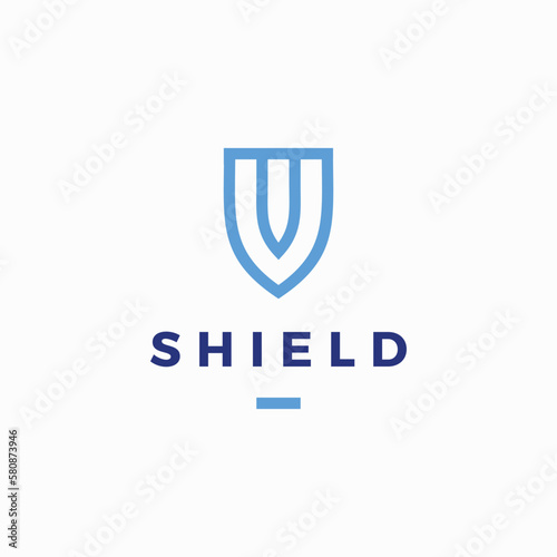 Free Download Blue Shield Protector Security Outline Logo Vector Icon Illustration - GFXLoad