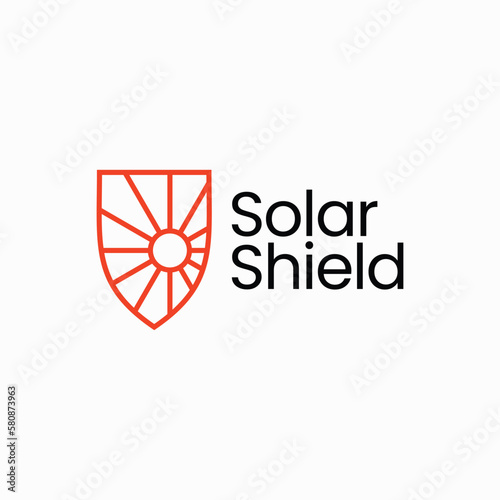 Solar Sun Shield Guard Protector Security Logo Vector Icon Illustration