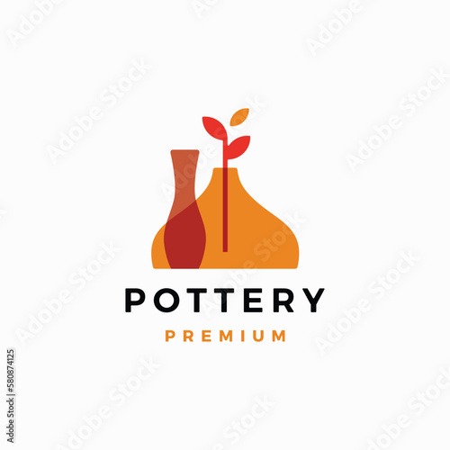 Pottery Overlapping Color Logo Vector Icon Illustration