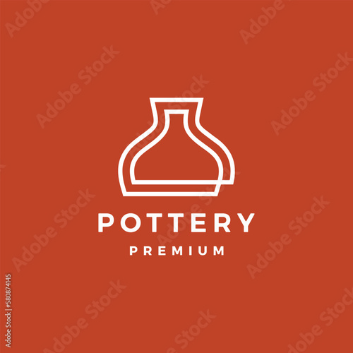 Pottery outline Logo Vector Icon Illustration