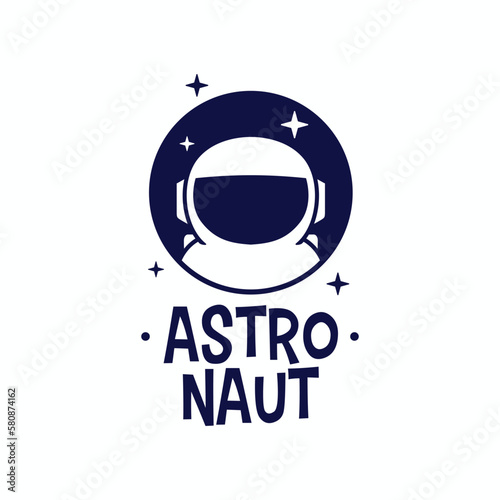 Cute Astronaut Mascot Character Cartoon Round Circle Emblem Logo Vector Icon Illustration