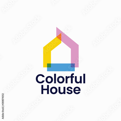 house home mortgage real estate overlapping color logo vector icon illustration