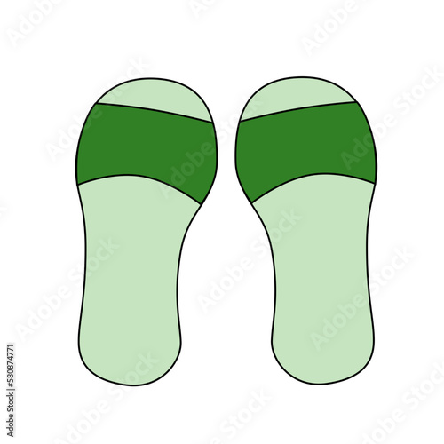 Illustration simple green shoes isolated on white background.
