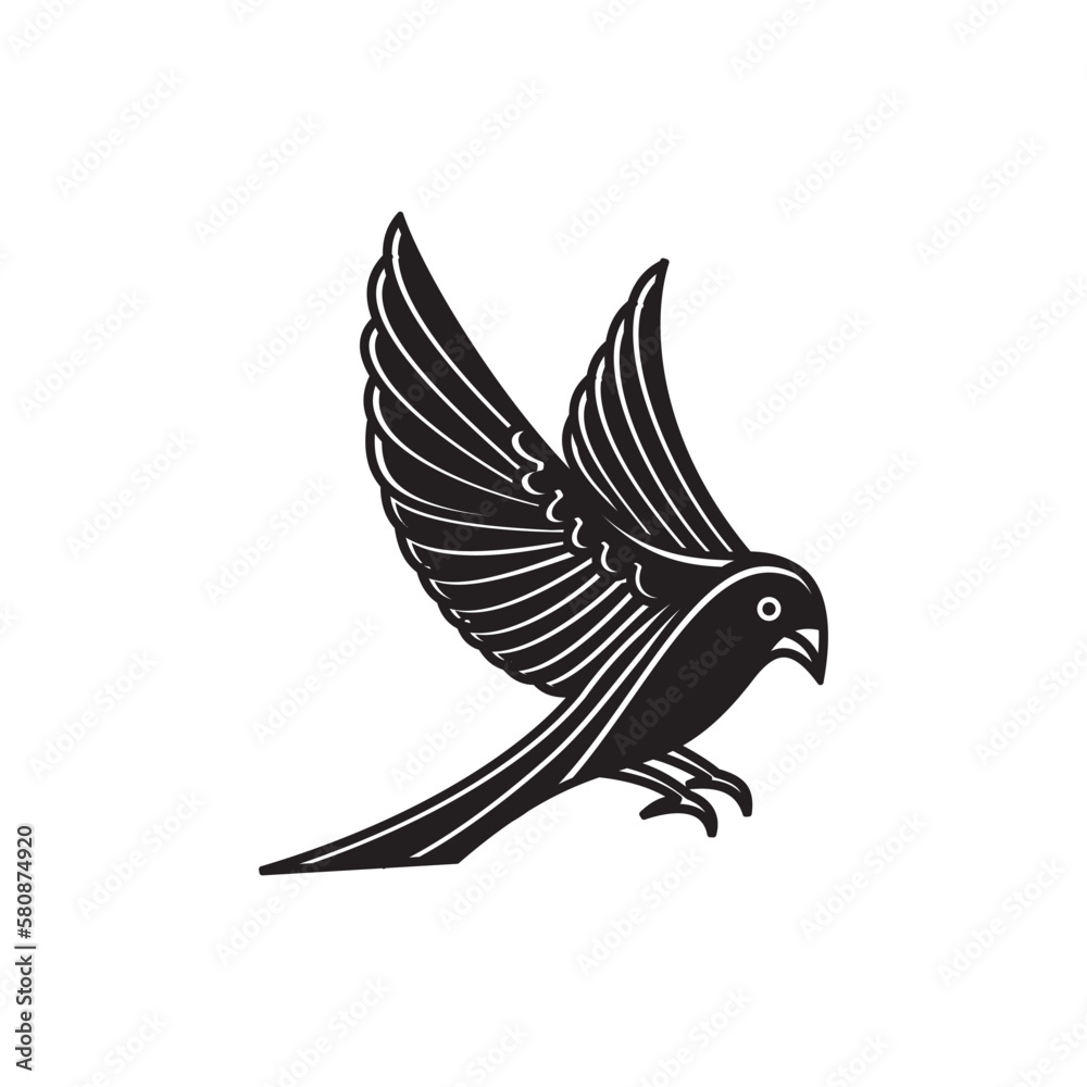 Obraz premium Bird. Silhouette of bird isolated on white background