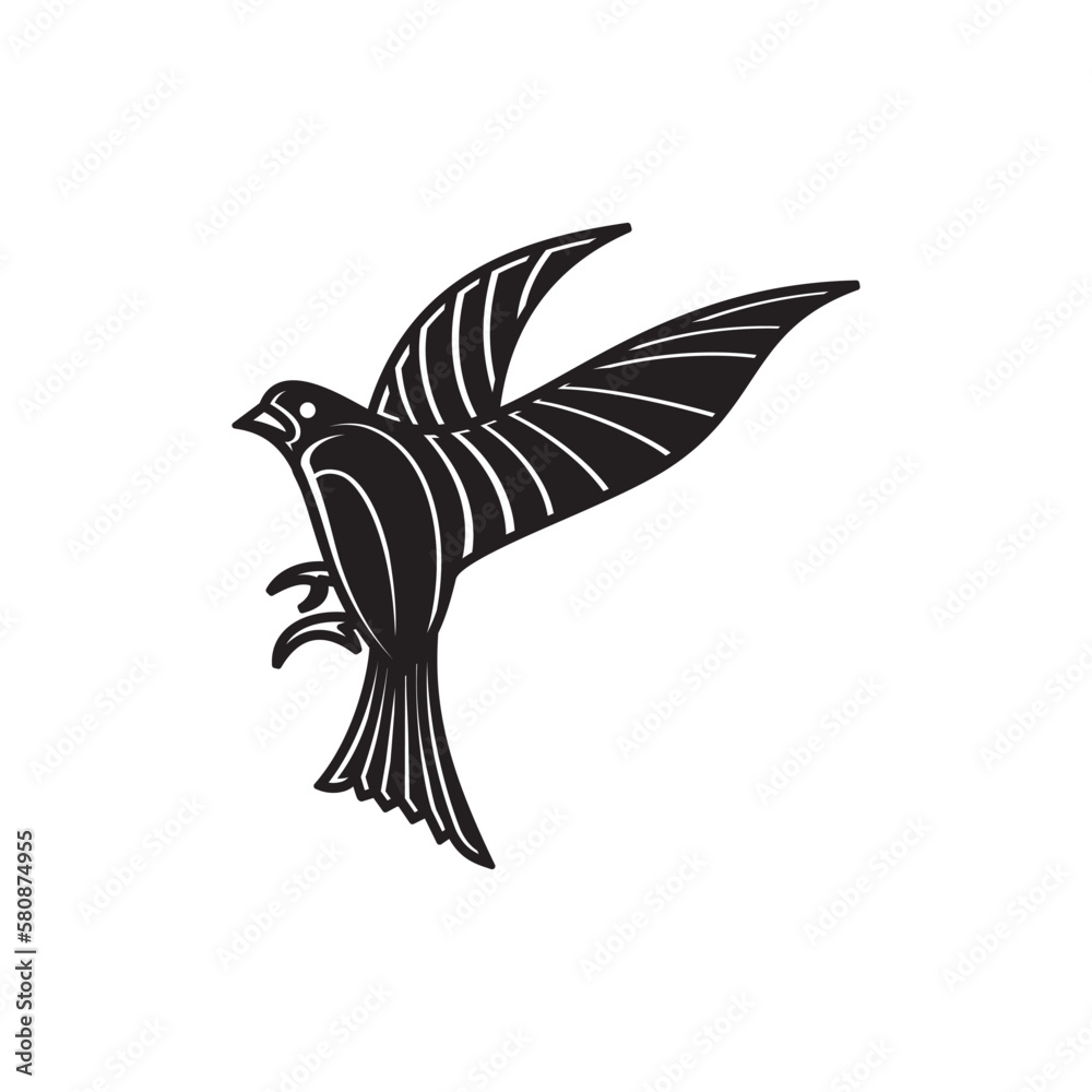 Fototapeta premium Bird. Silhouette of bird isolated on white background