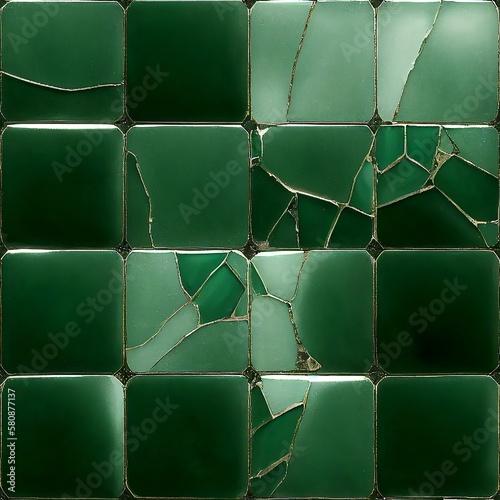 abstract background with cubes, cracked green tiles