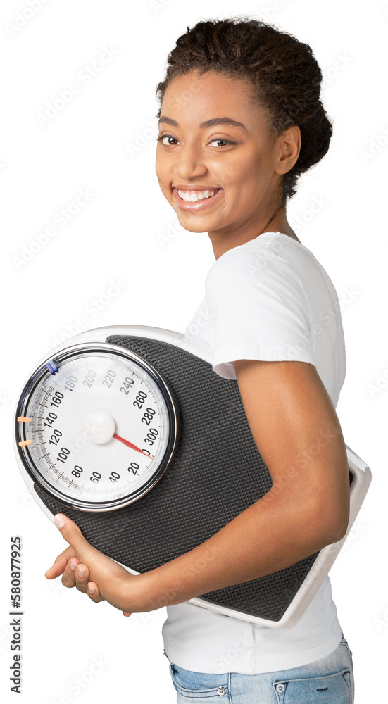 © BillionPhotos.com - Portrait of a Woman Holding a Scale and an Apple