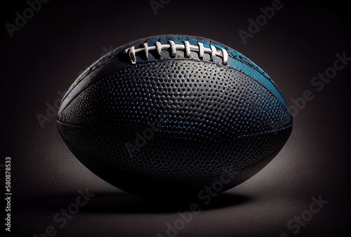 American football ball in the dark with lighting background. Sport and athlete concept. Generative AI