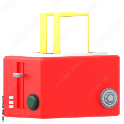 3d toaster isolated on transparent background