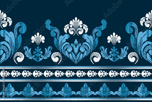 Ikat ethnic seamless pattern design Aztec fabric boho mandalas textile wallpaper tribal native motive carpet ornaments African American Indian folk embroidery vector 