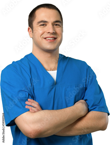 Canvastavla Smiling Male Nurse Portrait, Isolated