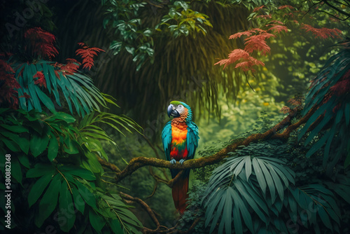 Macaw in nature AI technology