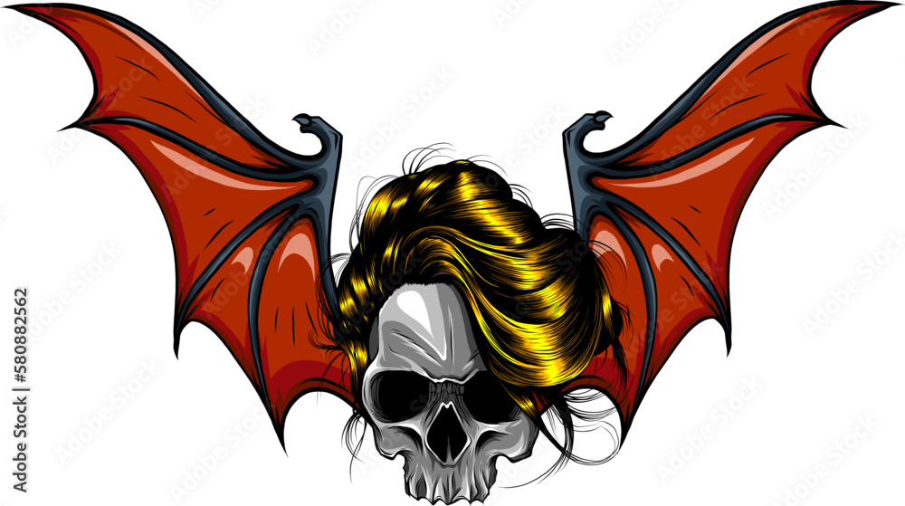 skull and bat wing vector illustration design skull and bat wing vector illustration design