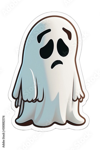 Sad halloween ghost icon with black outline photo