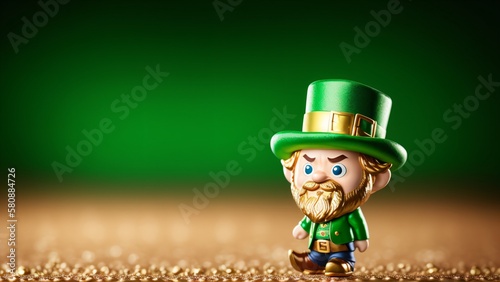 Wallpaper Mural Mini Leprechaun Toy Figure Green St Patricks Day Background AI Generative Torontodigital.ca