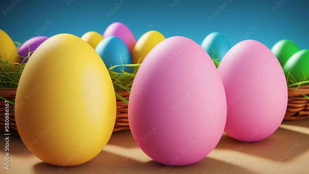 Close up of Colorful Easter Eggs with Easter Background AI Generative Close up of Colorful Easter Eggs with Easter Background AI Generative