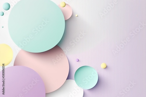 Pastel colors circles abstract background. Banner with copy space for text or advertisement. Generative AI illustration